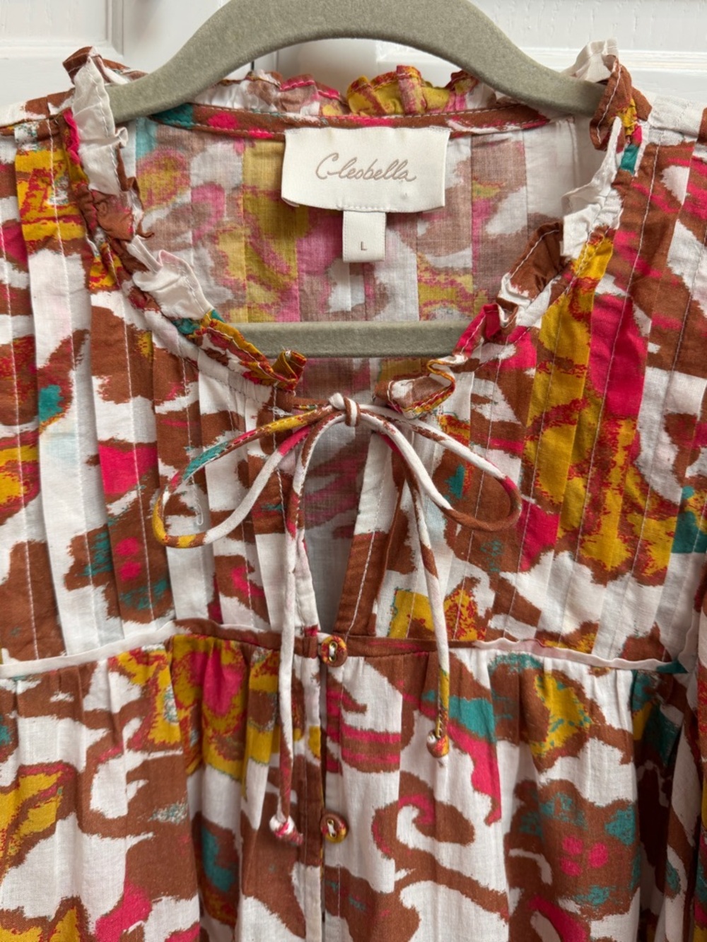 Cleobella Zola Puff Sleeve Organic Cotton Floral Boho Blouse Size Large - Picture 8 of 15